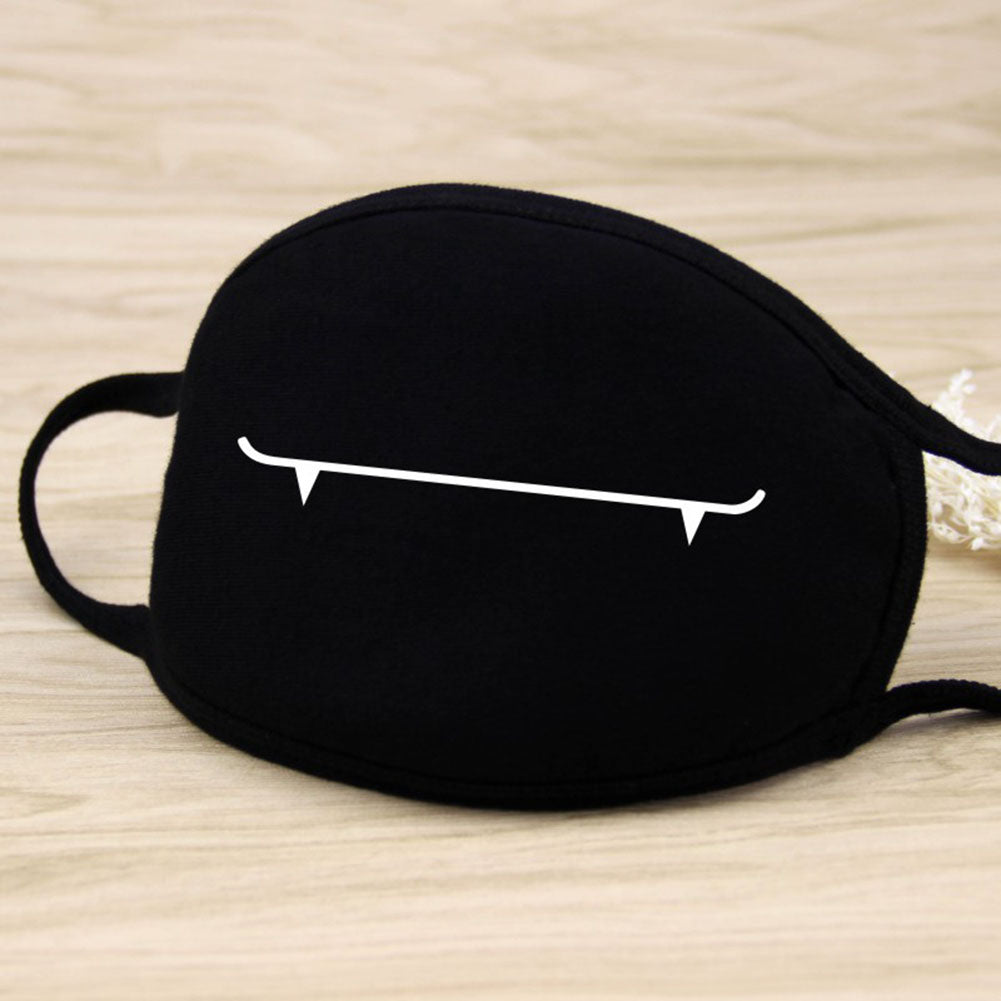 Men Women Riding Cotton Mask Dust-proof Fashion Black Facial Expression Teeth Warm Mask KZ-3032