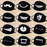 Men Women Riding Cotton Mask Dust-proof Fashion Black Facial Expression Teeth Warm Mask KZ-3031