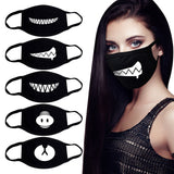 Men Women Riding Cotton Mask Dust-proof Fashion Black Facial Expression Teeth Warm Mask KZ-3031