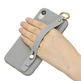 For Samsung A7 2018 Simple Solid Color Chic Wrist Rope Bracket Matte TPU Anti-scratch Non-slip Protective Cover Back Case 12 gray