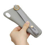 For Samsung A7 2018 Simple Solid Color Chic Wrist Rope Bracket Matte TPU Anti-scratch Non-slip Protective Cover Back Case 12 gray