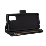 For Samsung A41 Mobile Phone Case Wallet Design Zipper Closure Overall Protection Cellphone Cover  1 black