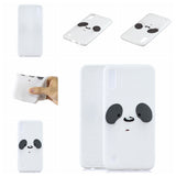 For Samsung A10 Cartoon Lovely Coloured Painted Soft TPU Back Cover Non-slip Shockproof Full Protective Case with Lanyard white