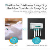 UV Light Toothbrush Sterilizer Wall-mounted Ultraviolet Toothbrush Holder Home Bathroom Set white