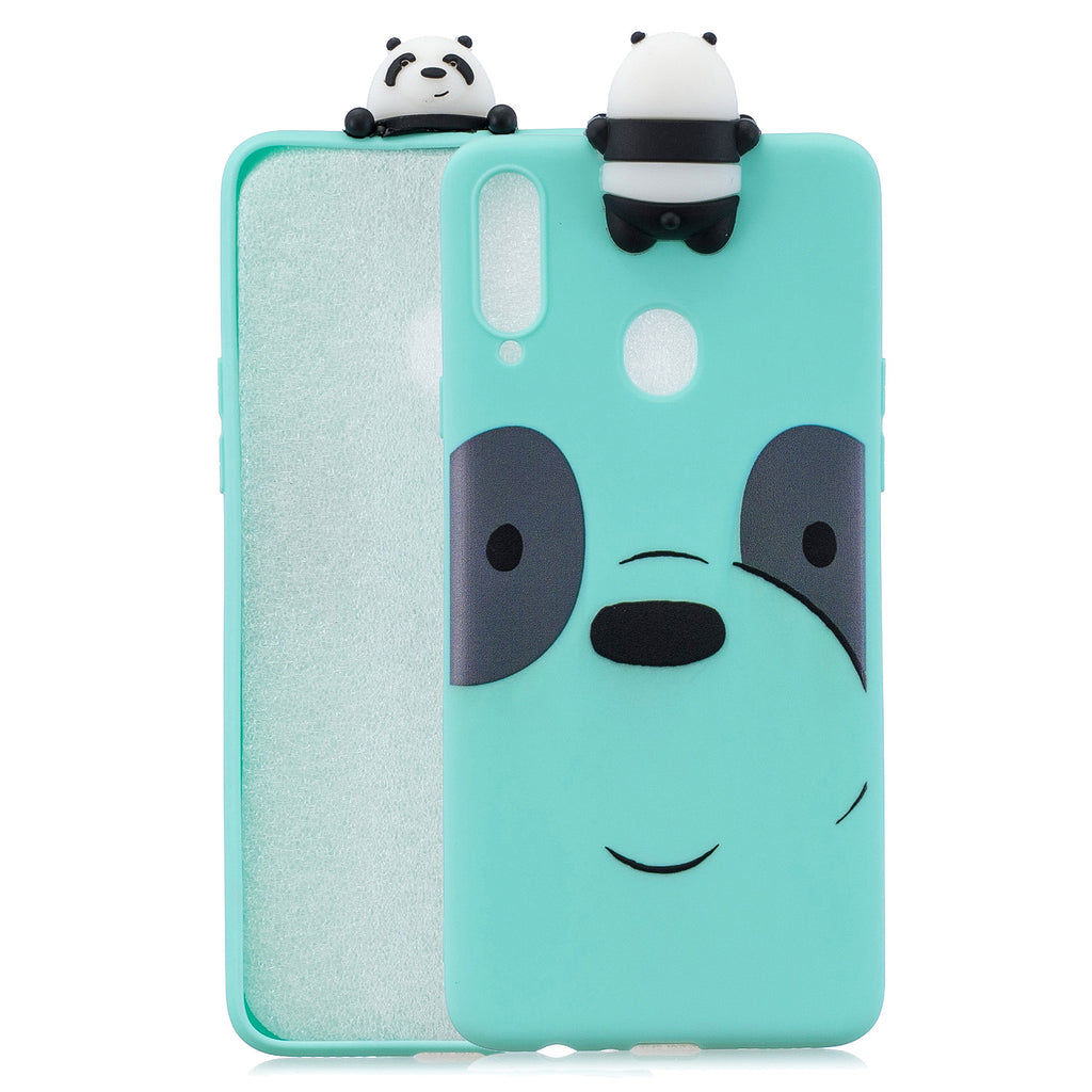 For Samsung A10S A20S Color Painting 3D Cartoon Animal Full Protective Soft TPU Mobile Phone Case Light blue