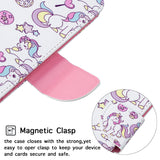 For Samsung A50/A70 Smartphone Case Overall Protective Phone Shell Lovely PU Leather Cellphone Cover with Card Slots  Ice cream unicorn
