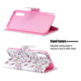 For Samsung A50/A70 Smartphone Case Overall Protective Phone Shell Lovely PU Leather Cellphone Cover with Card Slots  Ice cream unicorn