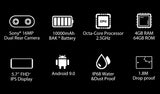 Blackview BV9500 Plus Smartphone 10000mAh IP68 Waterproof 5.7inch FHD 4GB + 64GB Android 9.0 Mobile phone Black