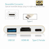 USB Type C Hub HDMI 4K Adapter USB-C to Converter with 3.0 USB and 3.1 Charging Port for Retina MacBook Gold