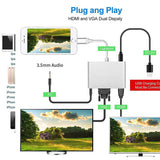for HDMI VGA AV Adapter 4K Video Audio Conventor for iPhone/iPad/iPod to HDTV Projector Monitor Silver