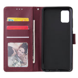 For Samsung A51 Phone Case PU Leather Shell All-round Protection Precise Cutout Wallet Design Cellphone Cover  Wine red