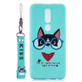 For OPPO F11 PRO Cartoon Lovely Coloured Painted Soft TPU Back Cover Non-slip Shockproof Full Protective Case with Lanyard Light blue