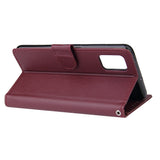 For Samsung A51 Phone Case PU Leather Shell All-round Protection Precise Cutout Wallet Design Cellphone Cover  Wine red