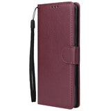 For Samsung A51 Phone Case PU Leather Shell All-round Protection Precise Cutout Wallet Design Cellphone Cover  Wine red