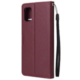 For Samsung A71 Phone Case PU Leather Shell All-round Protection Precise Cutout Wallet Design Cellphone Cover  Wine red
