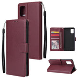 For Samsung A51 Phone Case PU Leather Shell All-round Protection Precise Cutout Wallet Design Cellphone Cover  Wine red