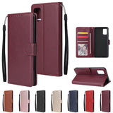 For Samsung A71 Phone Case PU Leather Shell All-round Protection Precise Cutout Wallet Design Cellphone Cover  Wine red