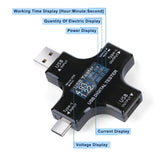 Digital Voltmete Type-C/USB Tester Measuring Voltage Current Smart Amperemeter Ammeter Detector Overcurrent Protection Safety Charger Indicator black