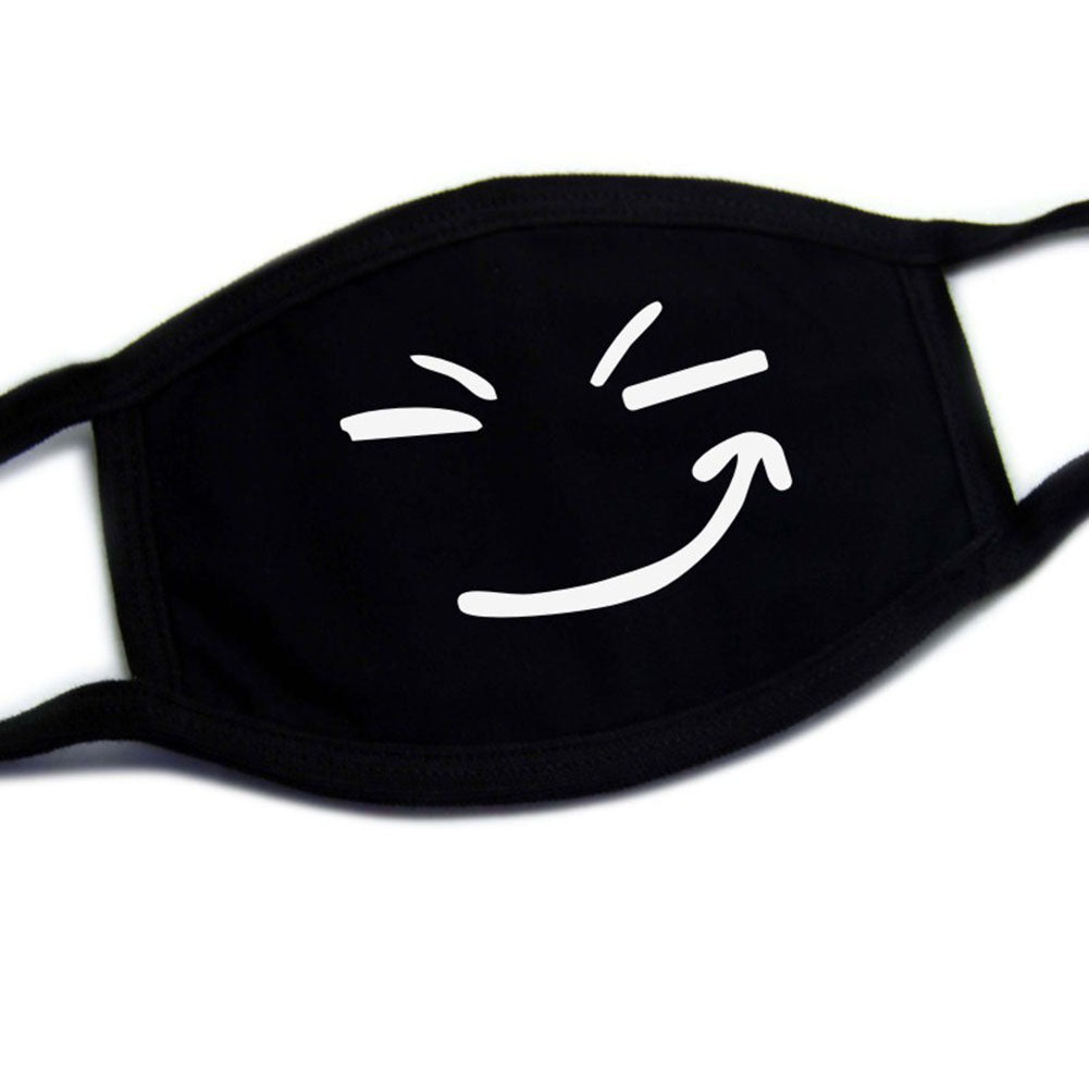 Men Women Riding Cotton Mask Dust-proof Fashion Black Facial Expression Teeth Warm Mask KZ-7004