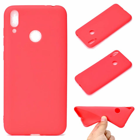 For HUAWEI Honor 8C Lovely Candy Color Matte TPU Anti-scratch Non-slip Protective Cover Back Case red
