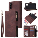 For Samsung A41 Mobile Phone Case Wallet Design Zipper Closure Overall Protection Cellphone Cover  3 brown