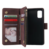 For Samsung A41 Mobile Phone Case Wallet Design Zipper Closure Overall Protection Cellphone Cover  2 blue