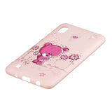 For Samsung A10 Cartoon Lovely Coloured Painted Soft TPU Back Cover Non-slip Shockproof Full Protective Case with Lanyard Light pink