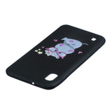 For Samsung A10 Cartoon Lovely Coloured Painted Soft TPU Back Cover Non-slip Shockproof Full Protective Case with Lanyard Light pink