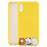 For Samsung A10 Cartoon Lovely Coloured Painted Soft TPU Back Cover Non-slip Shockproof Full Protective Case with Lanyard yellow