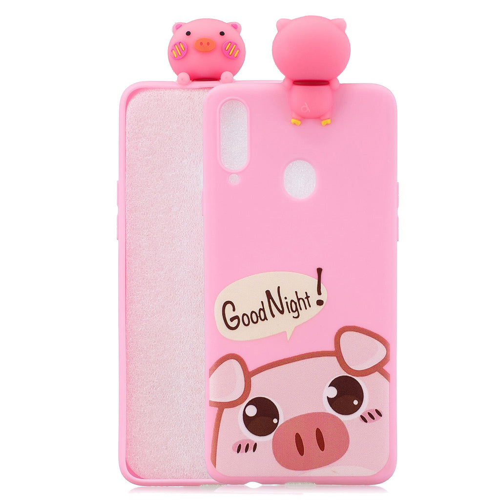 For Samsung A10S A20S Color Painting 3D Cartoon Animal Full Protective Soft TPU Mobile Phone Case Rose red