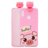 For Samsung A10S A20S Color Painting 3D Cartoon Animal Full Protective Soft TPU Mobile Phone Case Rose red