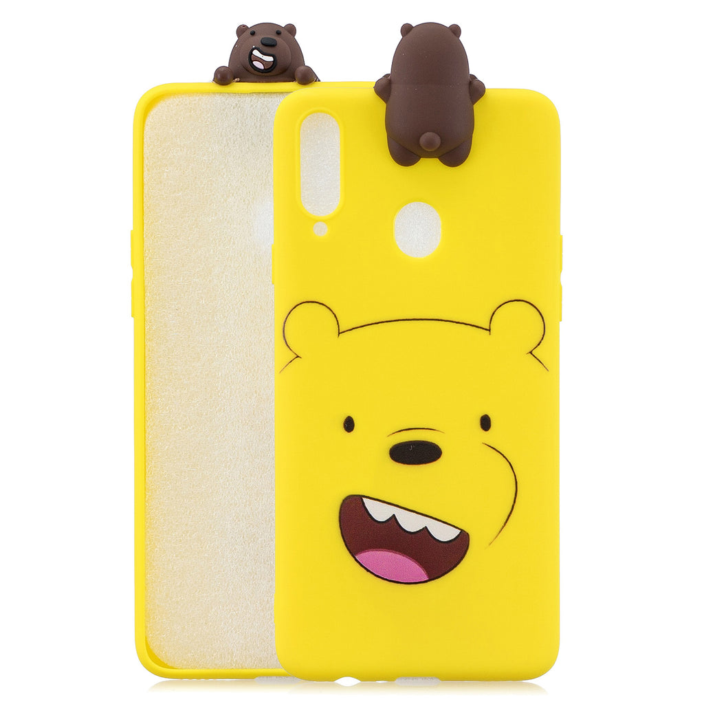 For Samsung A10S A20S Color Painting 3D Cartoon Animal Full Protective Soft TPU Mobile Phone Case yellow