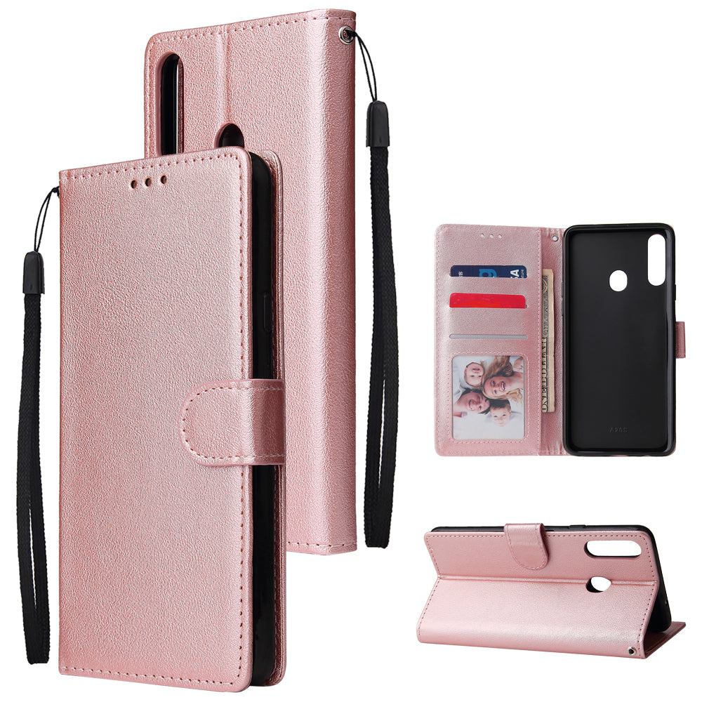 For Samsung A10S A20S Cellphone Cover Mobile Phone Shell Buckle Closure Cards Slots PU Leather Smart Shell with Wallet Overall Protection rose