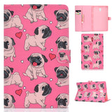 For Samsung T590 Laptop Protective Case Color Painted Smart Stay PU Cover with Front Snap Crown cat