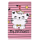 For Samsung T590 Laptop Protective Case Color Painted Smart Stay PU Cover with Front Snap Crown cat