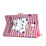 For Samsung T590 Laptop Protective Case Color Painted Smart Stay PU Cover with Front Snap Crown cat
