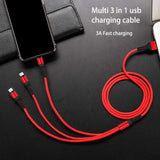 SIMU 3-in-1 Weave 1.2M Mobile Phone Peripheral Safe Charging Data Cable Set red