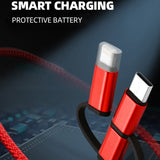 SIMU 1M Three-In-One Braided Mobile Phone Charging Cable For Apple Android Type-C blue