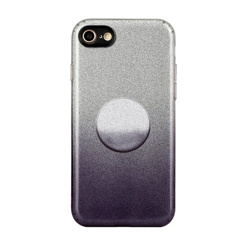 For iphone 6/6S/6 plus/6S plus/7/8/SE 2020 Phone Case Gradient Color Glitter Powder Phone Cover with Airbag Bracket black