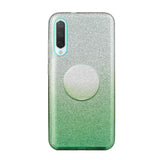 For Samsung A10/A50/A30S/A70/A20S Phone Case Gradient Color Glitter Powder Phone Cover with Airbag Bracket blue