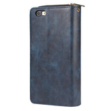 For Iphone 6/6s/6 Plus/6s Plus/7 Plus/8 Plus Pu Leather  Mobile Phone Cover Zipper Card Bag + Wrist Strap brown