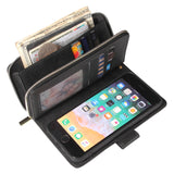 For Iphone 6/6s/6 Plus/6s Plus/7 Plus/8 Plus Pu Leather  Mobile Phone Cover Zipper Card Bag + Wrist Strap black