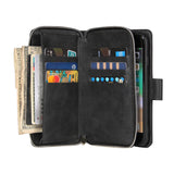 For Iphone 6/6s/6 Plus/6s Plus/7 Plus/8 Plus Pu Leather  Mobile Phone Cover Zipper Card Bag + Wrist Strap black