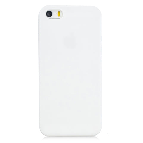 for iPhone 5/5S/SE Lovely Candy Color Matte TPU Anti-scratch Non-slip Protective Cover Back Case white