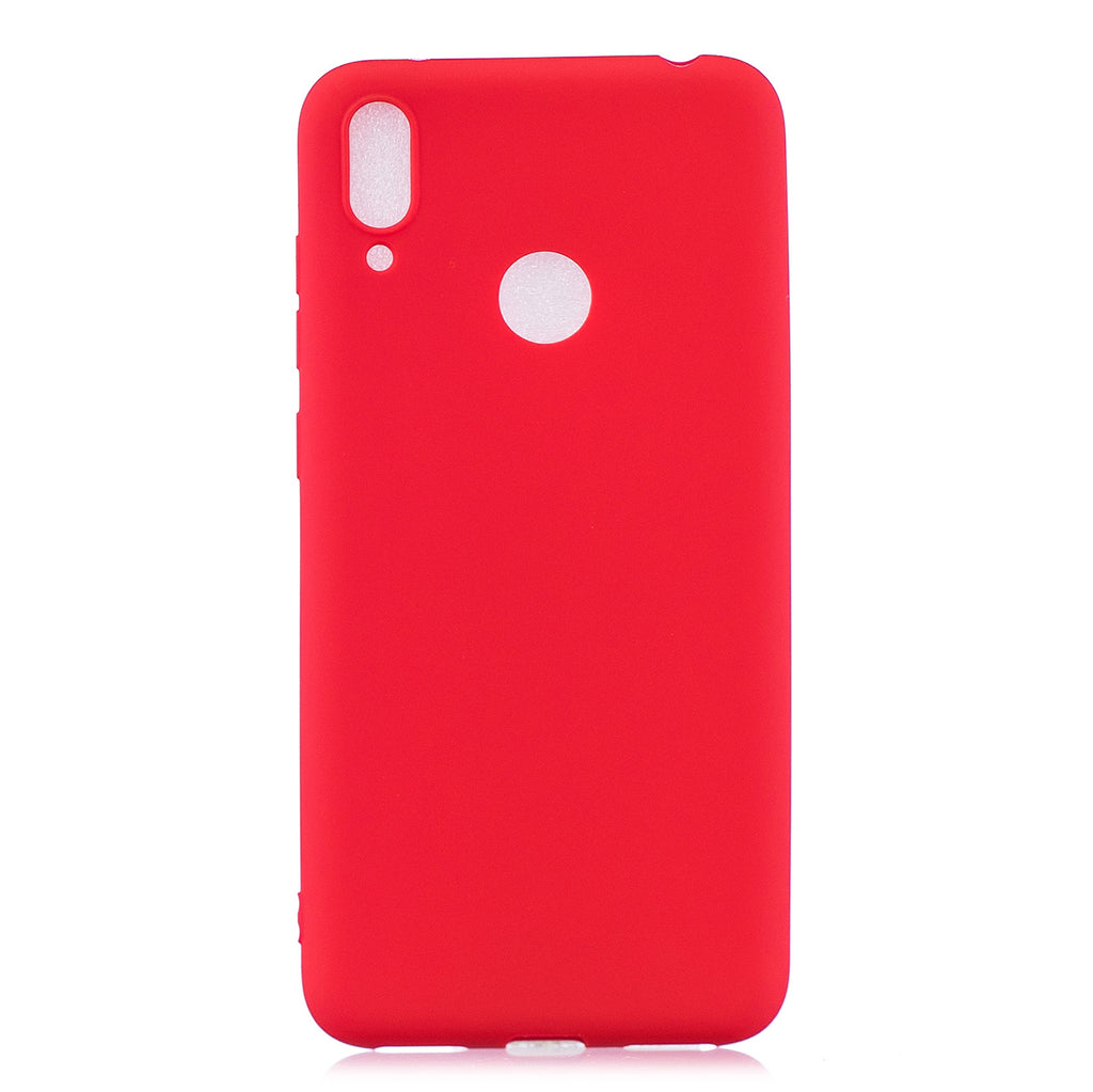 For HUAWEI Y7 2019 Lovely Candy Color Matte TPU Anti-scratch Non-slip Protective Cover Back Case red