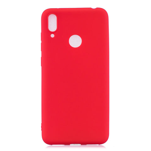 For HUAWEI Y7 2019 Lovely Candy Color Matte TPU Anti-scratch Non-slip Protective Cover Back Case red