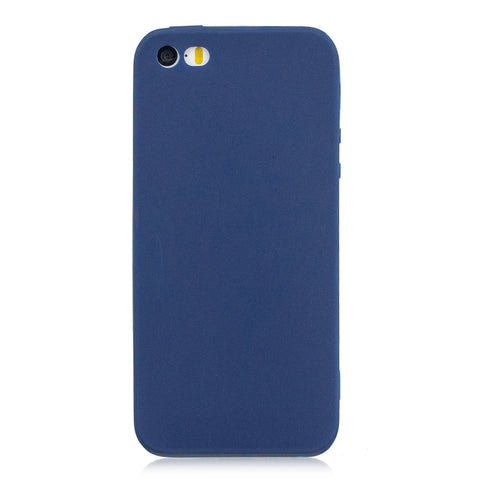 for iPhone 5/5S/SE Lovely Candy Color Matte TPU Anti-scratch Non-slip Protective Cover Back Case Navy