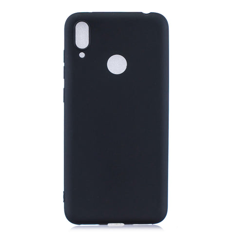For HUAWEI Y7 2019 Lovely Candy Color Matte TPU Anti-scratch Non-slip Protective Cover Back Case black