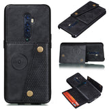 For OPPO A9 2020/Realme XT/Reno 2 Mobile Phone Shell Classic Textured Pattern Buckle Closure Design Anti-fall Smartphone Case  black