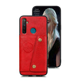 For OPPO Realme 5/5 Pro Mobile Phone Shell Buckle Closure Wallet Design Overall Protective Smartphone Cover  red